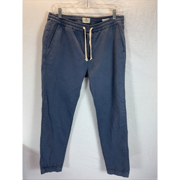 NEW Marine Layer Jogger Pants Mens LG Slim Fit Org‎ Cotton Stretch Washed BLUE - Picture 1 of 10